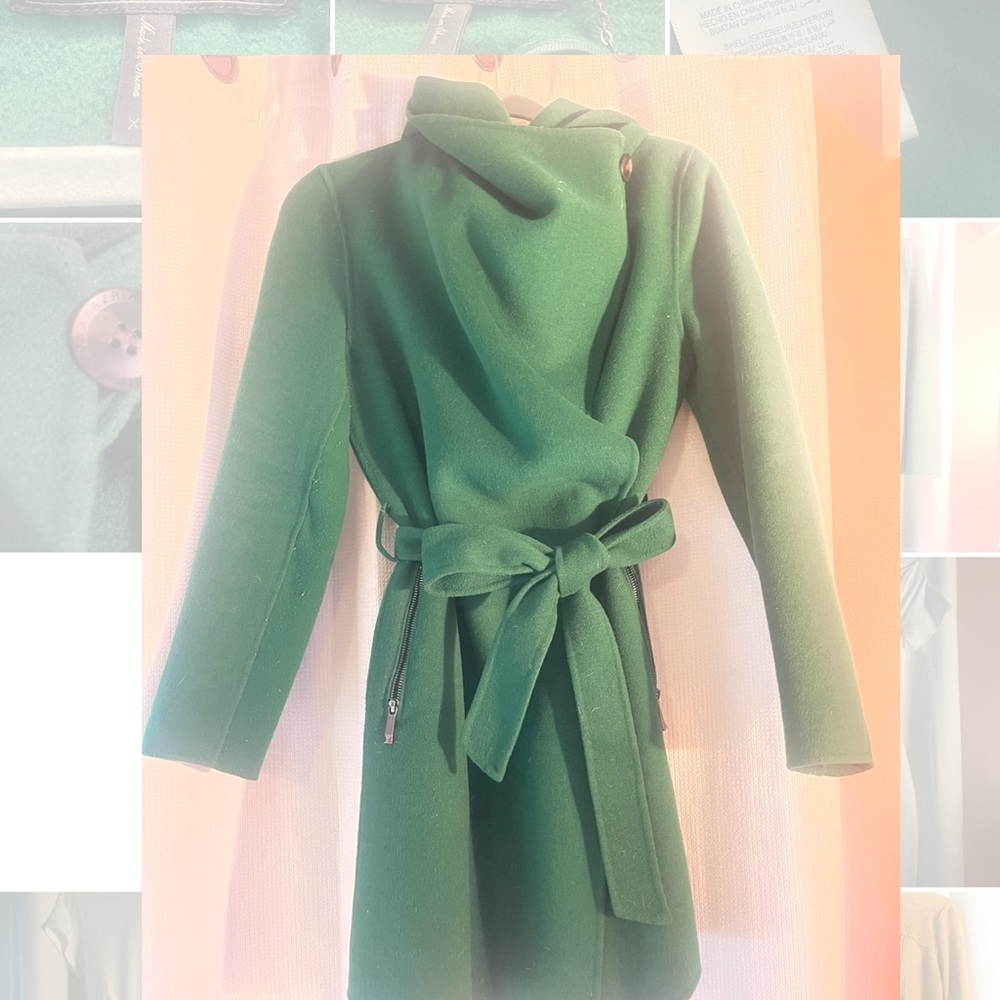 BCBGMaxAzria green wool blend coat - Picture 2 of 15